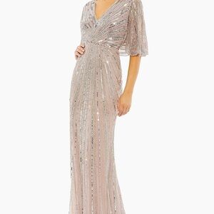Mac Duggal Silver Sequin Gown